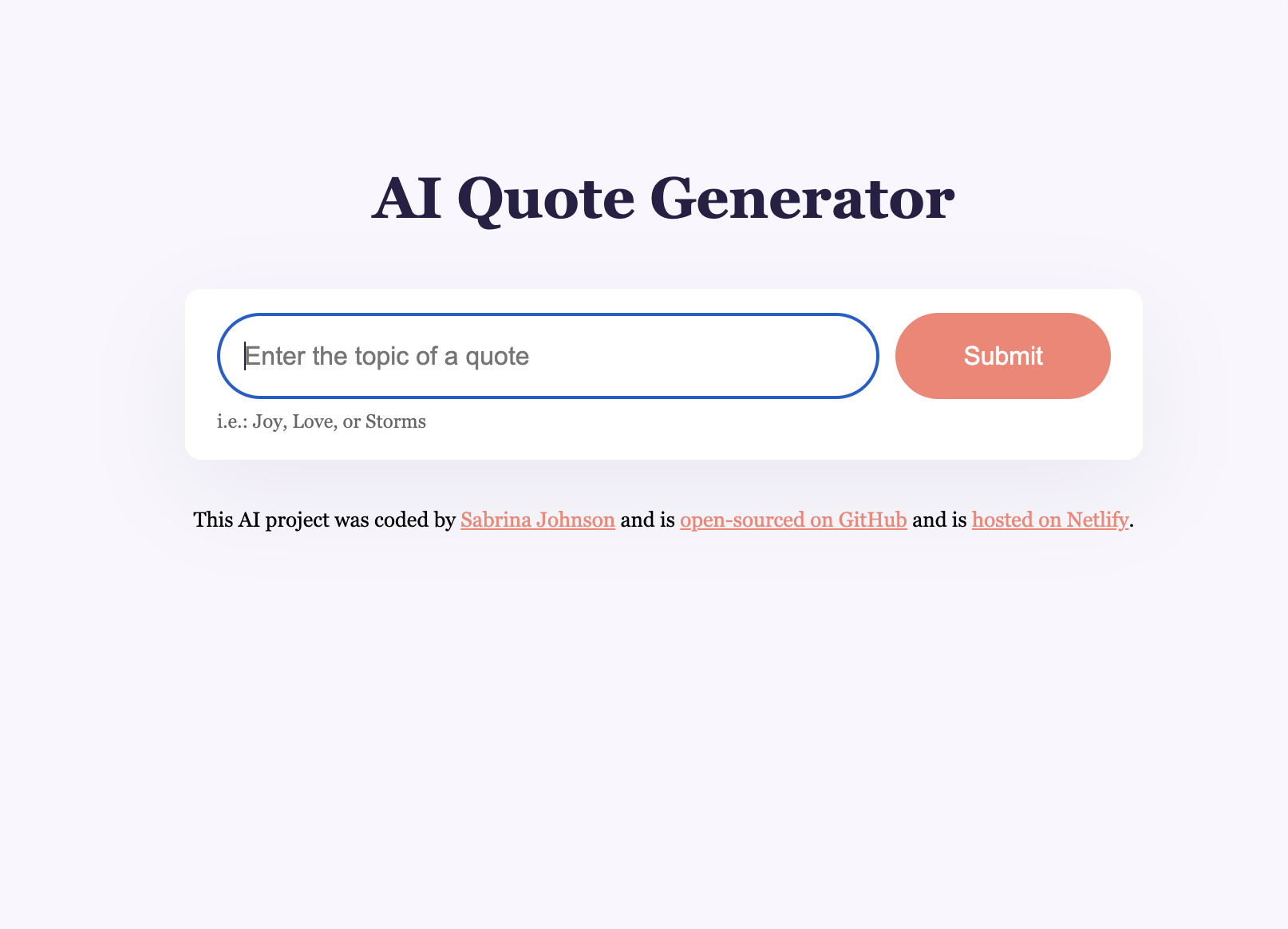 Quote Generator Project Preview