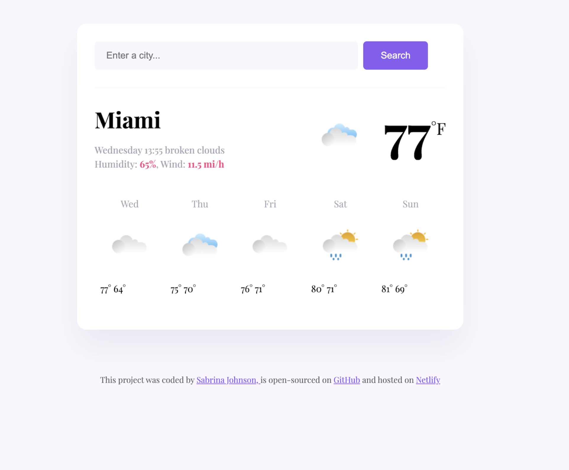 Weather App Preview