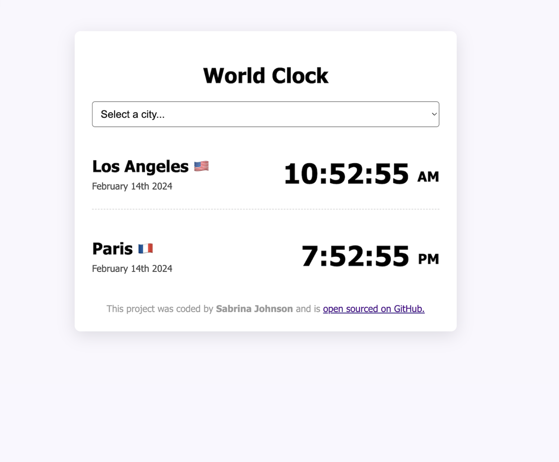 World Clock Project Preview